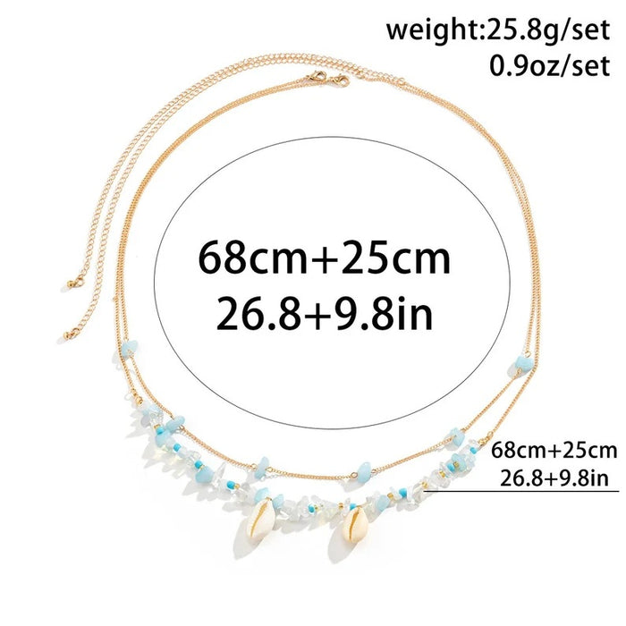 Natural Gravel Shell Double-layer Waist Chain Body Chains